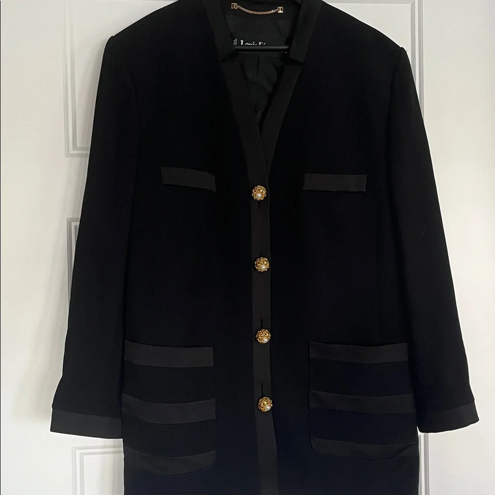 Louis Feraud Black Blazer with Gold Buttons - Picture 2 of 16